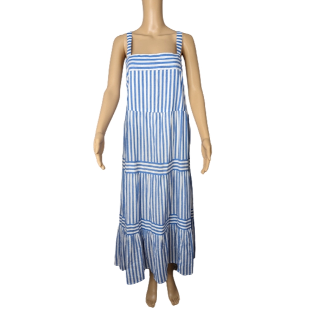 For the Republic Blue and White Stripe Apron Dress 1X